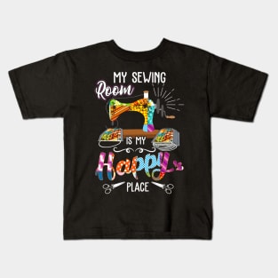 My Sewing Room Is My Happy Place Mask Maker Sew Kids T-Shirt